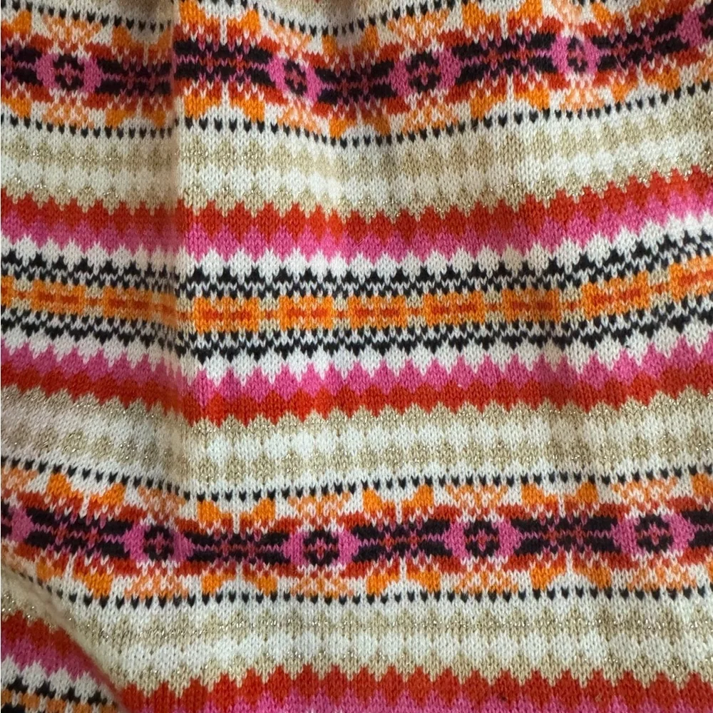 OshKosh B’gosh Girls Fair Isle Knit Sweater Skirt Pink Orange Size 5T Cozy